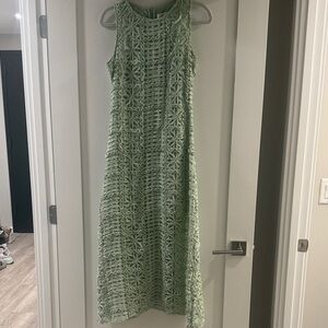 Endless Rose Sleeveless Crochet Maxi Dress in Sage Green